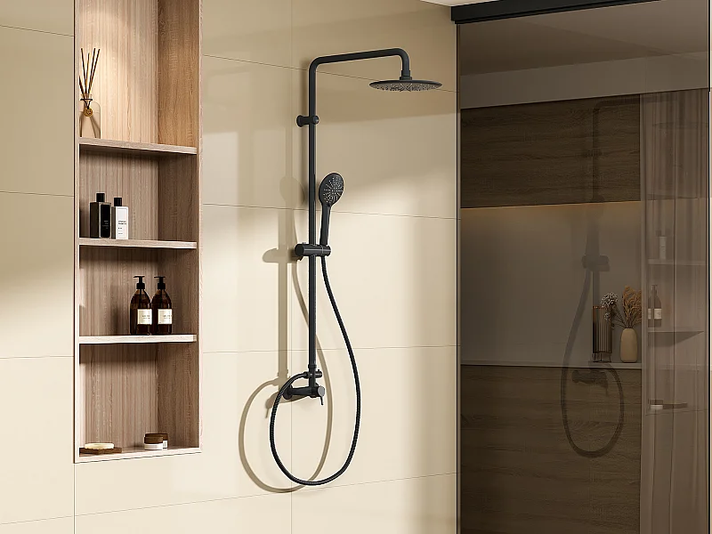 Colonne de douche en acier inoxydable noir mat - 116 cm -  AITA