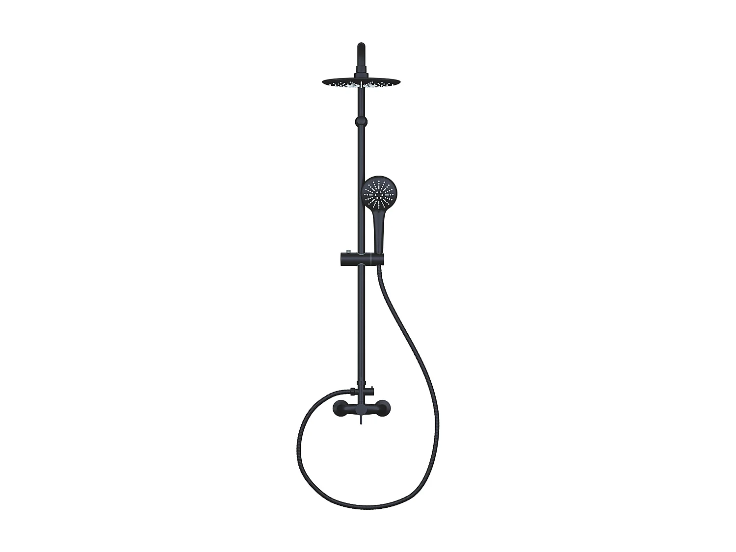 Duschpelare i matt svart rostfritt stål - 116 cm - AITA