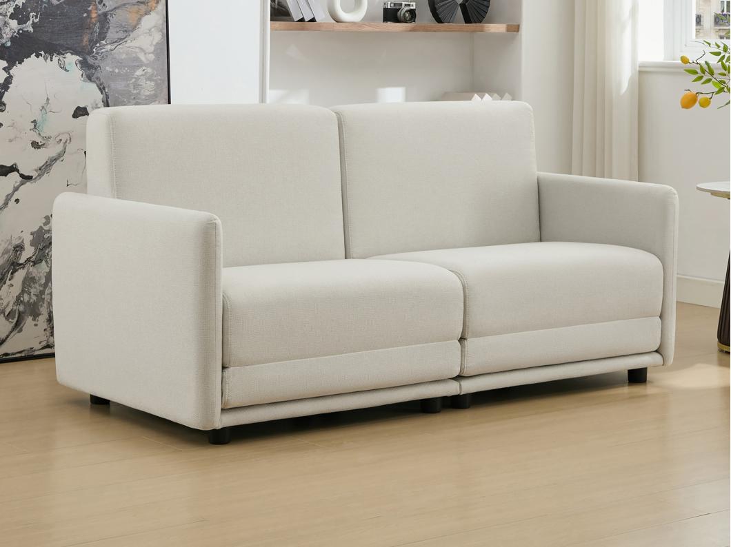Canapé 3 places convertible en tissu beige BORSILA