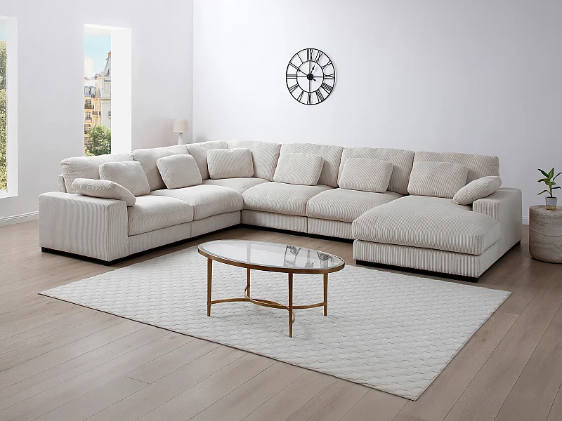Große Wohnlandschaft - Ecke rechts - Cord - Beige - RIADOPI