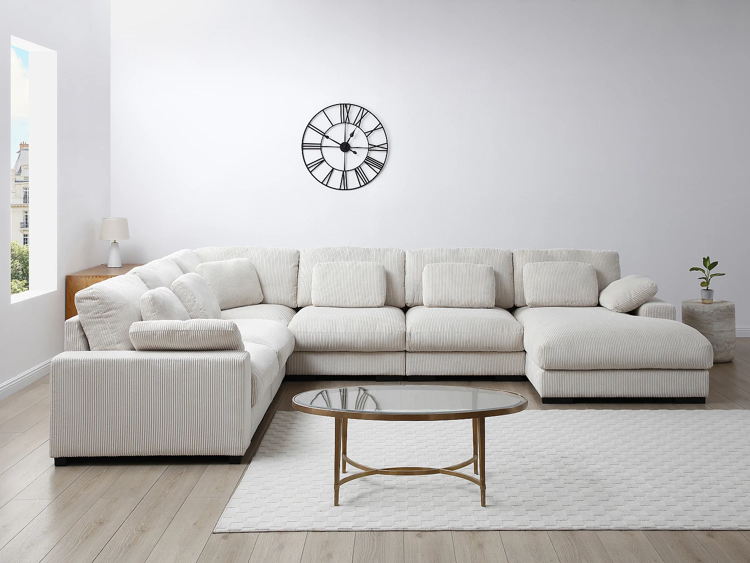 Große Wohnlandschaft - Ecke rechts - Cord - Beige - RIADOPI