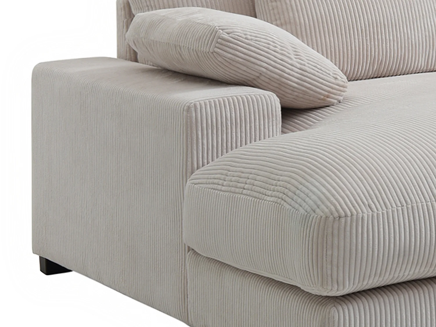 Kanapa narożna lewostronna wieloosobowa dużych rozmiarów z beżowego sztruksu - RIADOPI