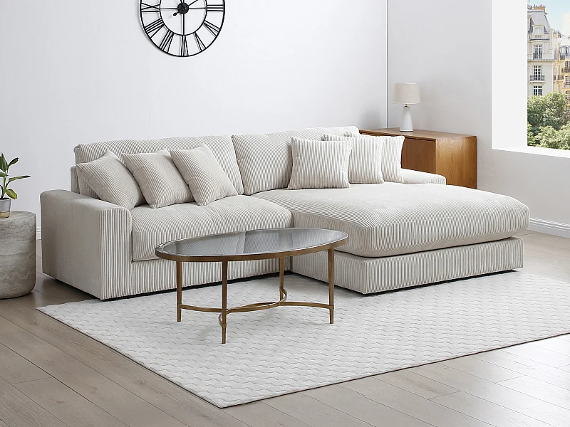 Hjørnesofa vendbar i beige stoff SIMUZA