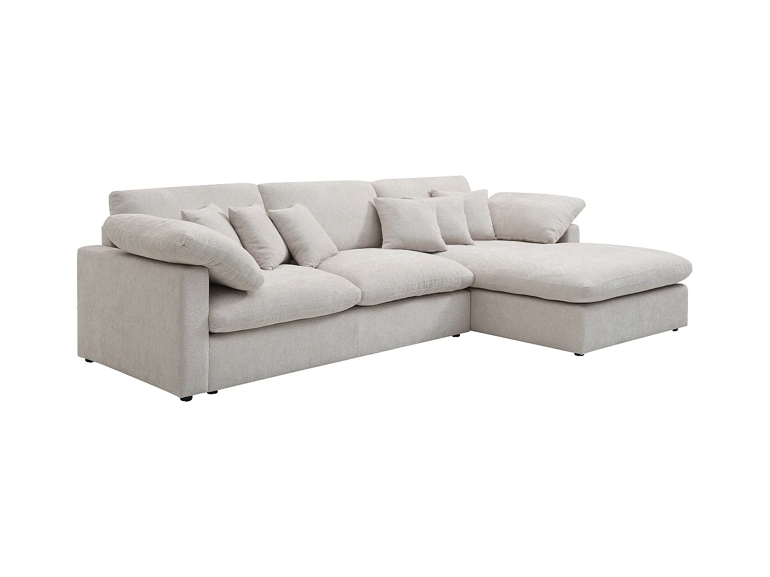 Ecksofa - Ecke rechts - Strukturstoff - Beige - TRODANO