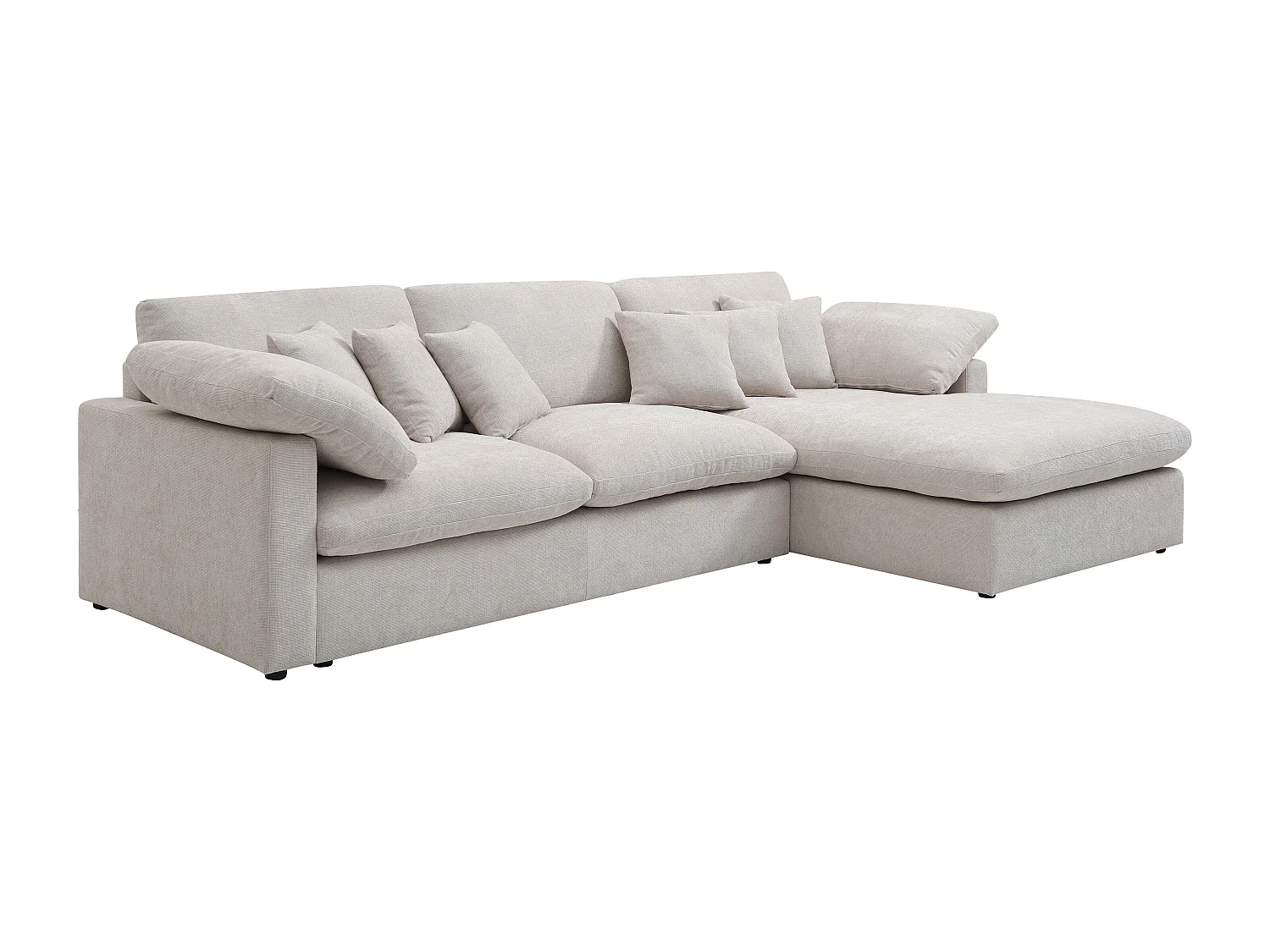 Canapé d'angle droit en tissu texturé beige TRODANO