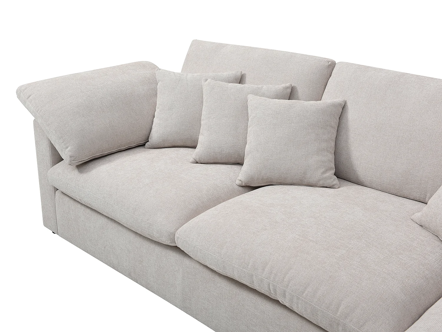 Canapé d'angle droit en tissu texturé beige TRODANO