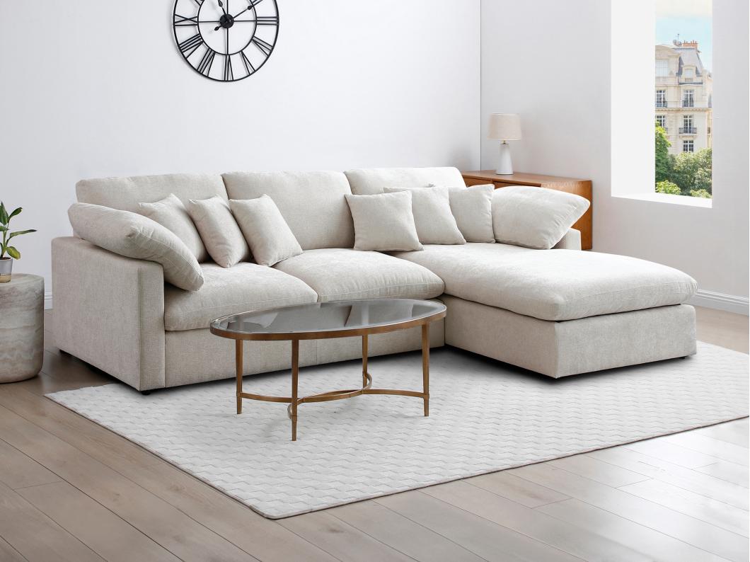 Ecksofa - Ecke rechts - Strukturstoff - Beige - TRODANO