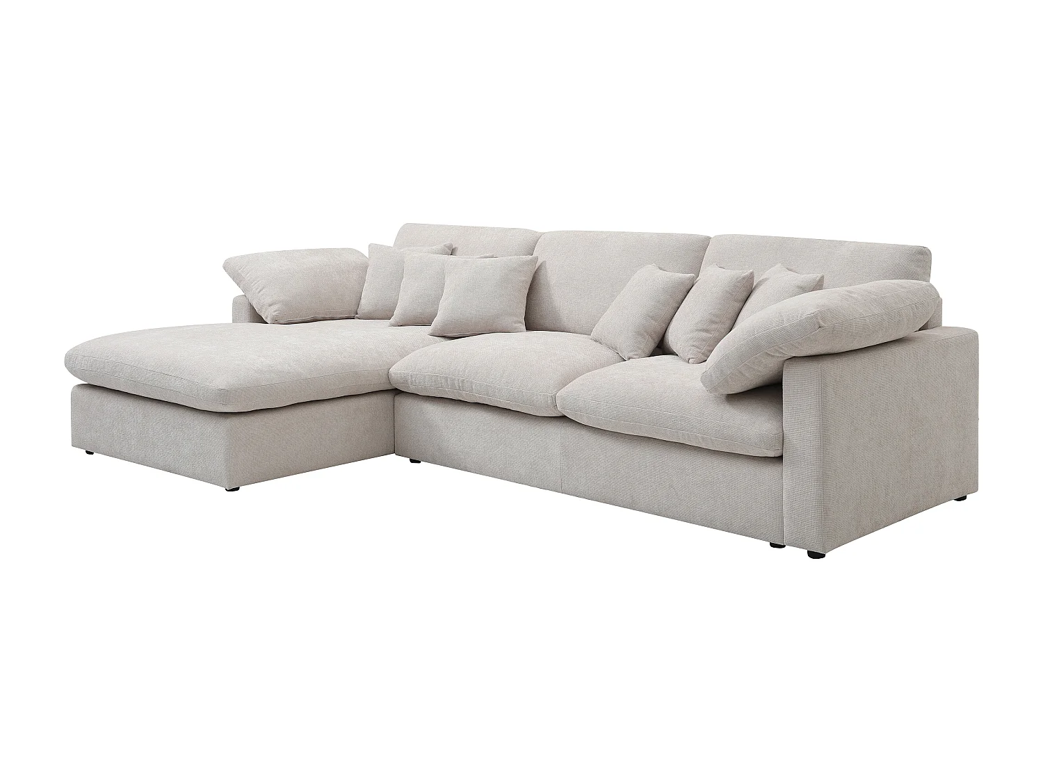 Zitbank met linkse hoek in beige textuurstof TRODANO