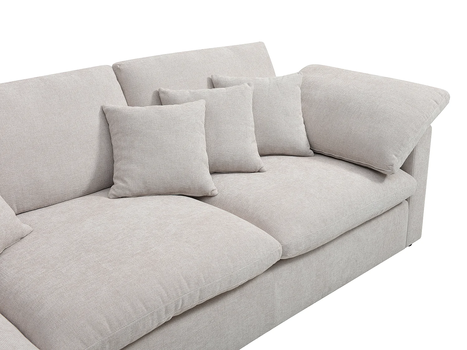 Sofá rinconera izquierda de tela texturizada beige TRODANO