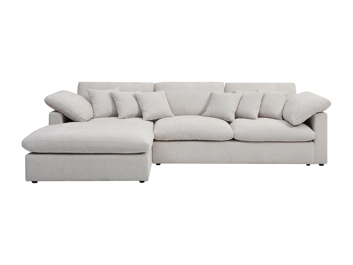 Canapé d'angle gauche en tissu texturé beige TRODANO