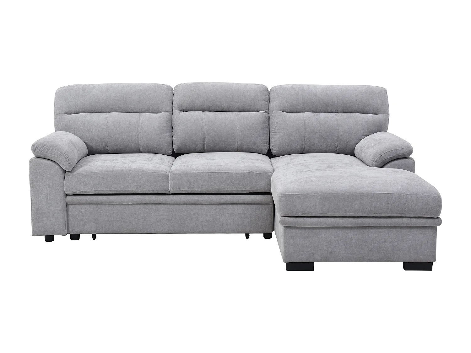 Slaapbank met hoek rechts van grijze stof ULENIO