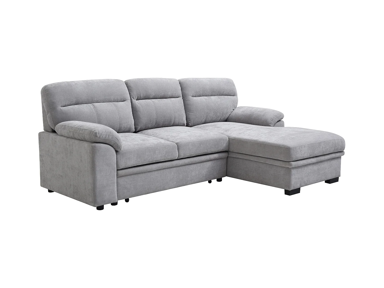 Slaapbank met hoek rechts van grijze stof ULENIO