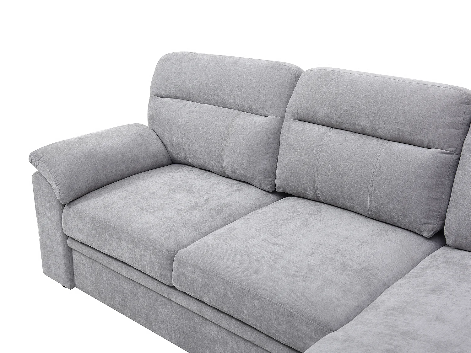 Slaapbank met hoek rechts van grijze stof ULENIO