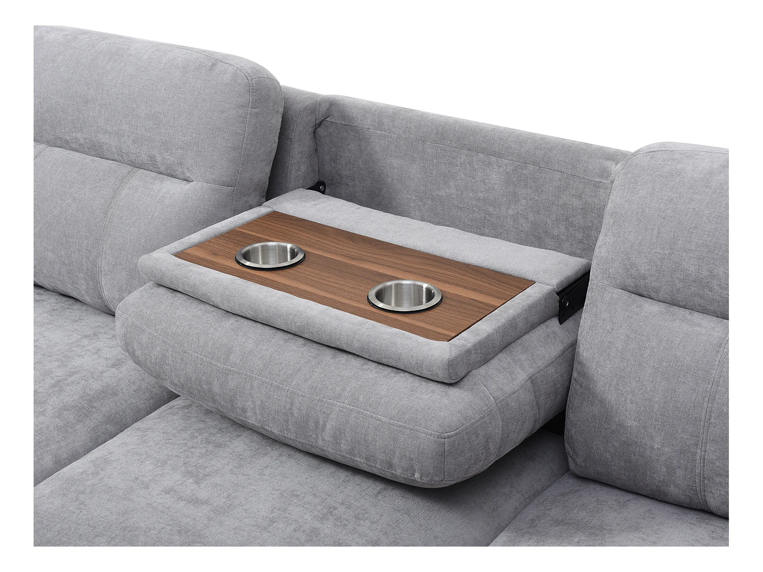Canapé d'angle droit convertible en tissu gris ULENIO