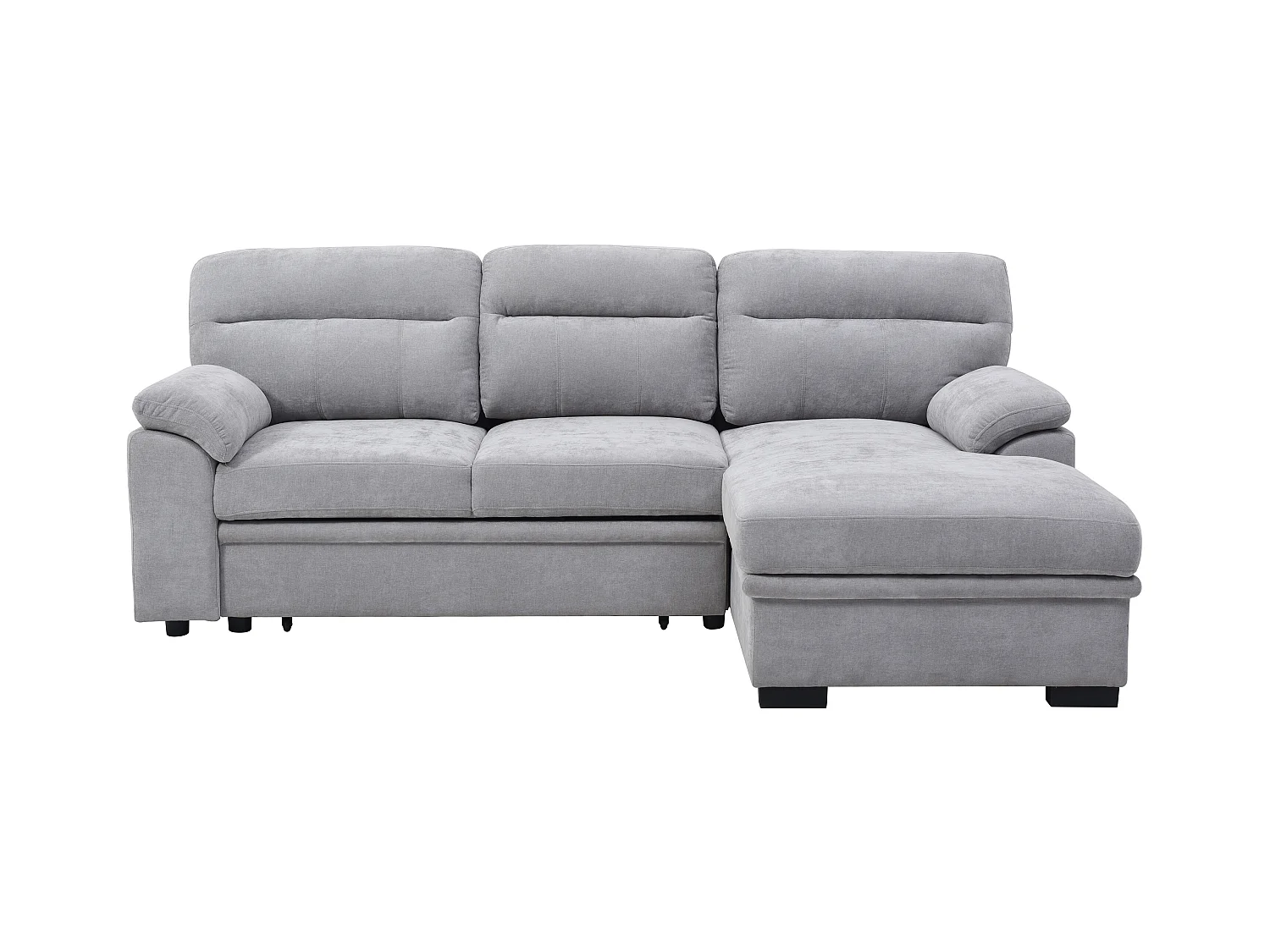 Canapé d'angle droit convertible en tissu gris ULENIO