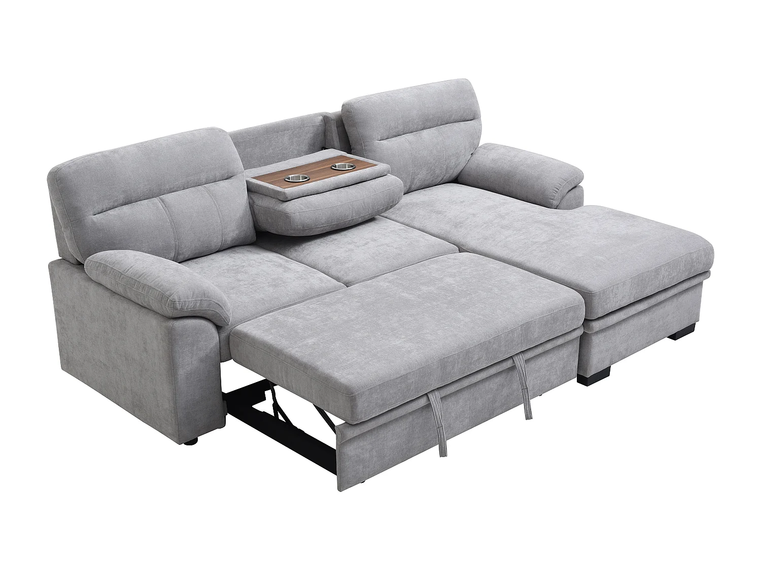 Kanapa narożna prawostronna rozkładana z szarą tapicerką - ULENIO
