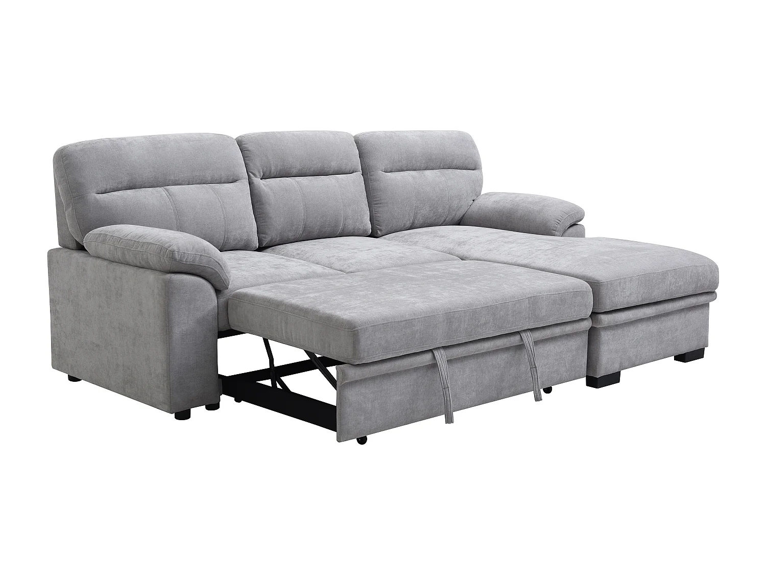 Kanapa narożna prawostronna rozkładana z szarą tapicerką - ULENIO