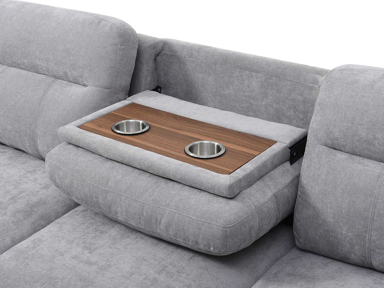 Kanapa narożna prawostronna rozkładana z szarą tapicerką - ULENIO