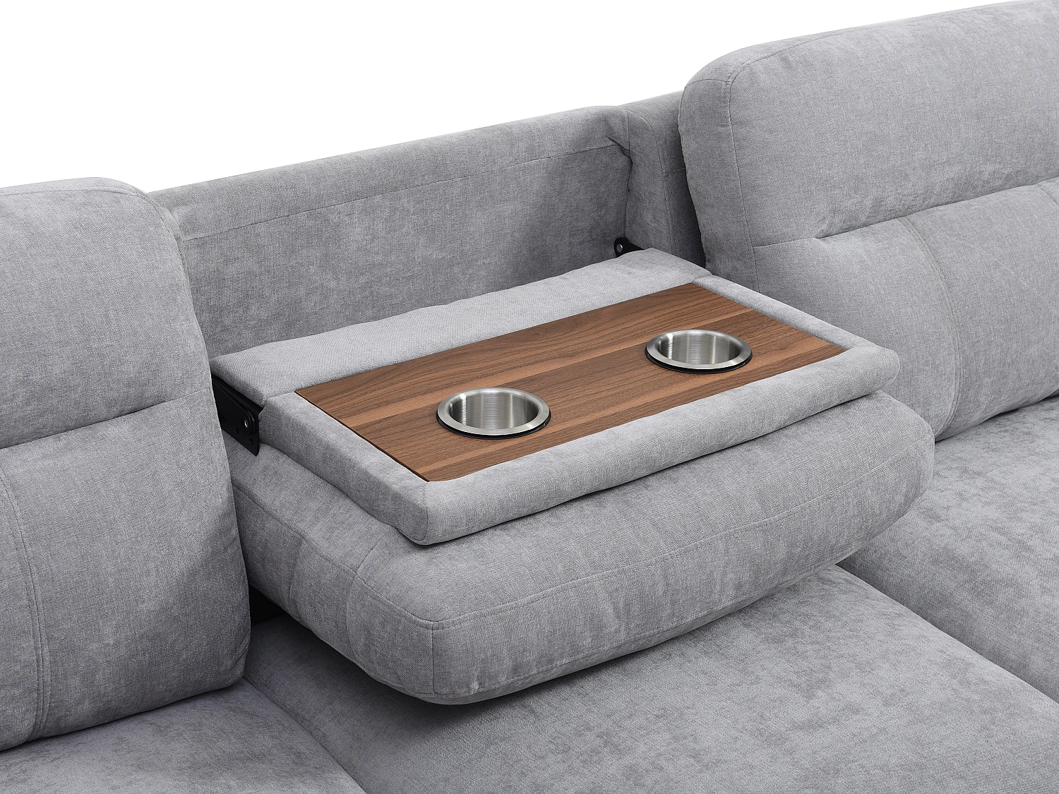 Ecksofa mit Schlaffunktion - Ecke links - Stoff - Grau - ULENIO