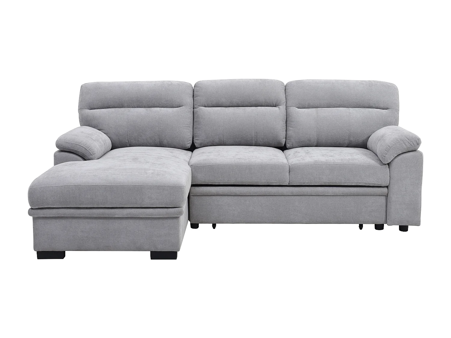 Ecksofa mit Schlaffunktion - Ecke links - Stoff - Grau - ULENIO