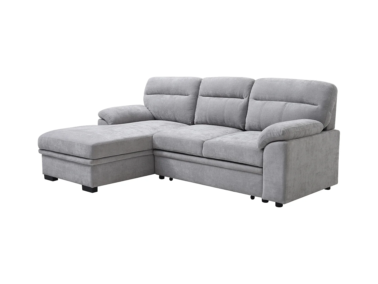 Ecksofa mit Schlaffunktion - Ecke links - Stoff - Grau - ULENIO