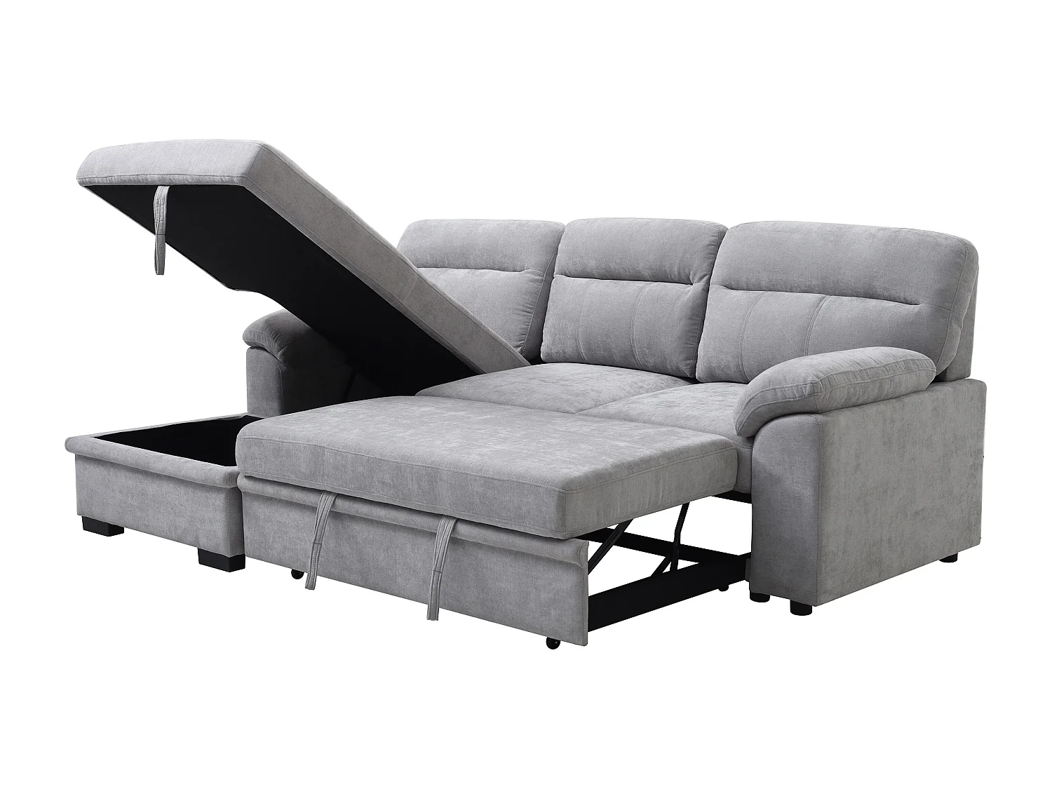 Ecksofa mit Schlaffunktion - Ecke links - Stoff - Grau - ULENIO