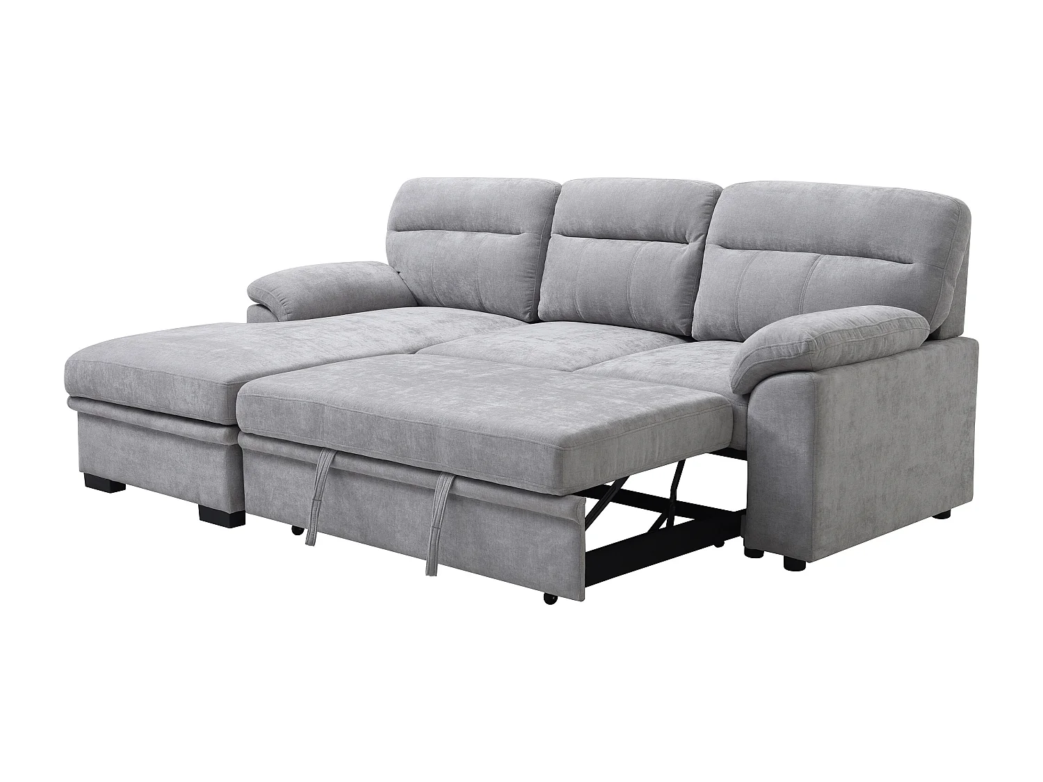Ecksofa mit Schlaffunktion - Ecke links - Stoff - Grau - ULENIO