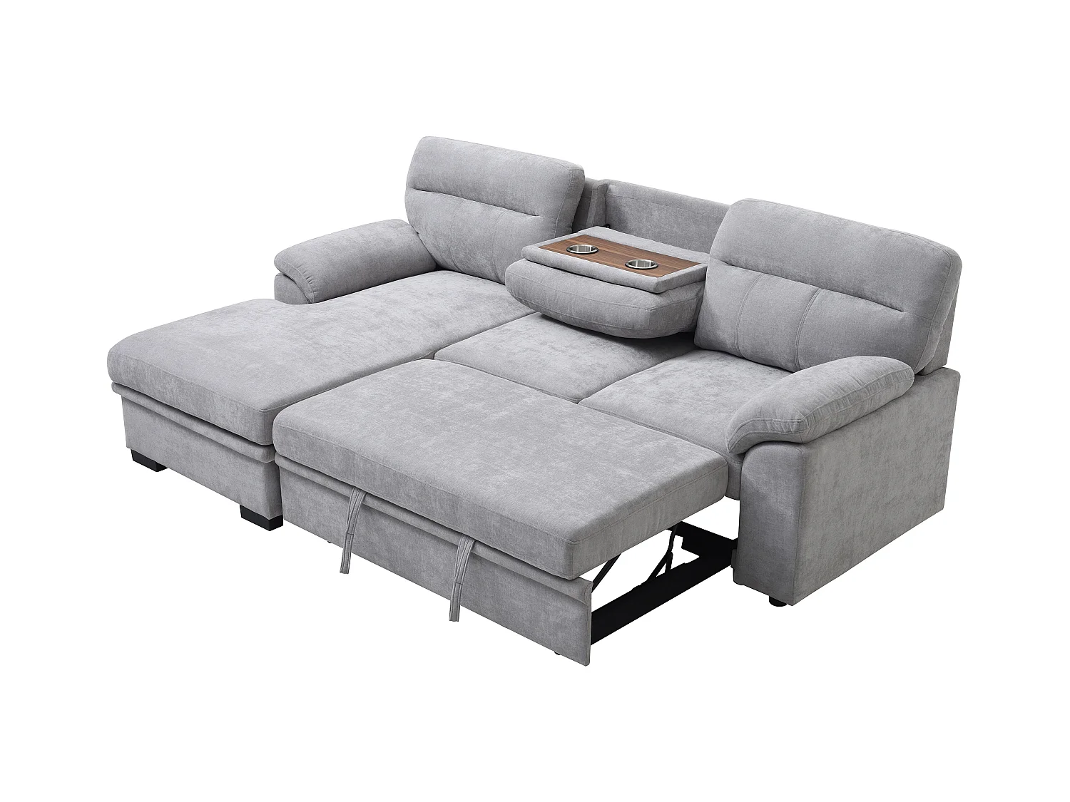 Ecksofa mit Schlaffunktion - Ecke links - Stoff - Grau - ULENIO
