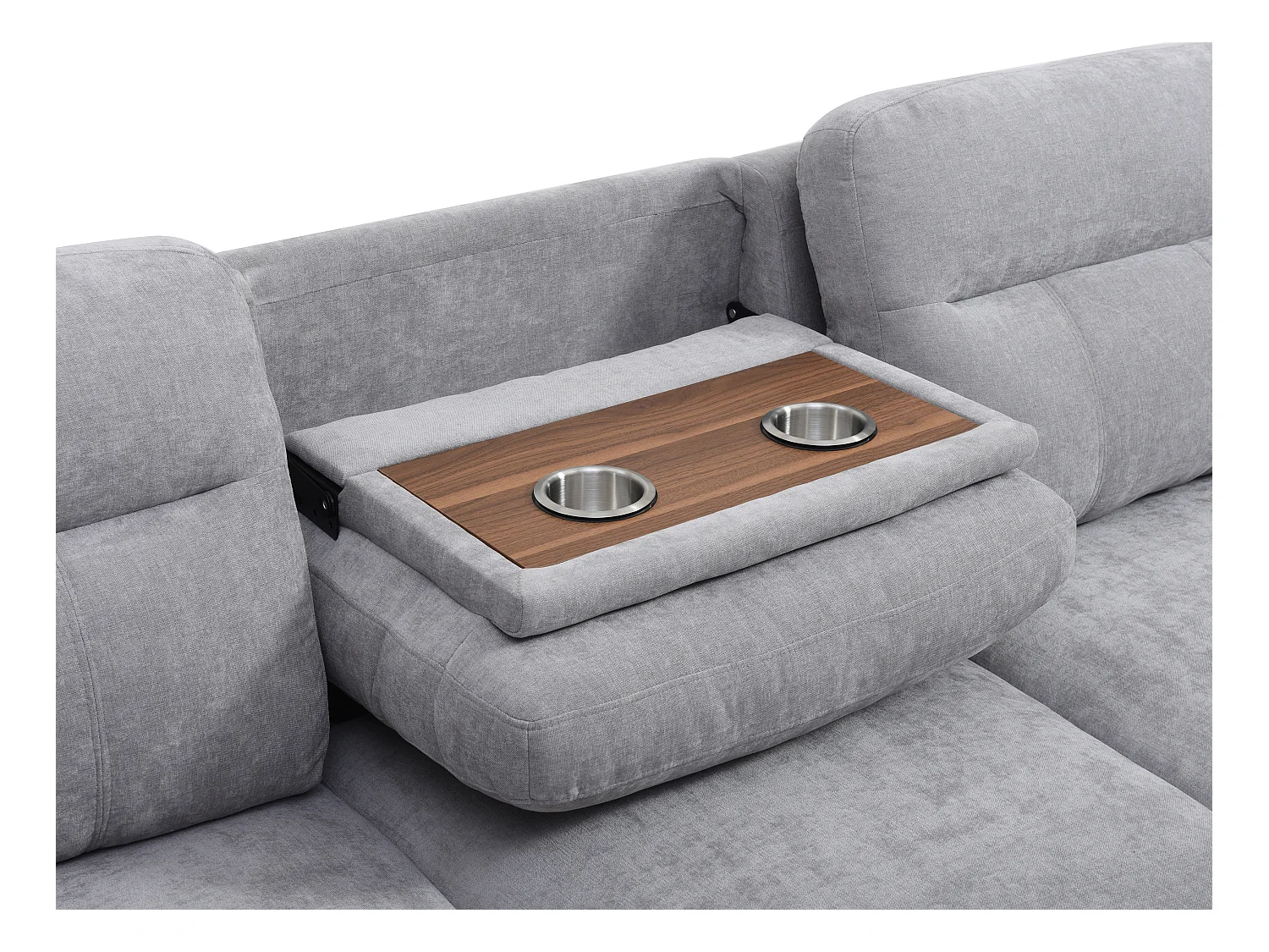 Sofá rinconera izquierda de tela gris ULENIO