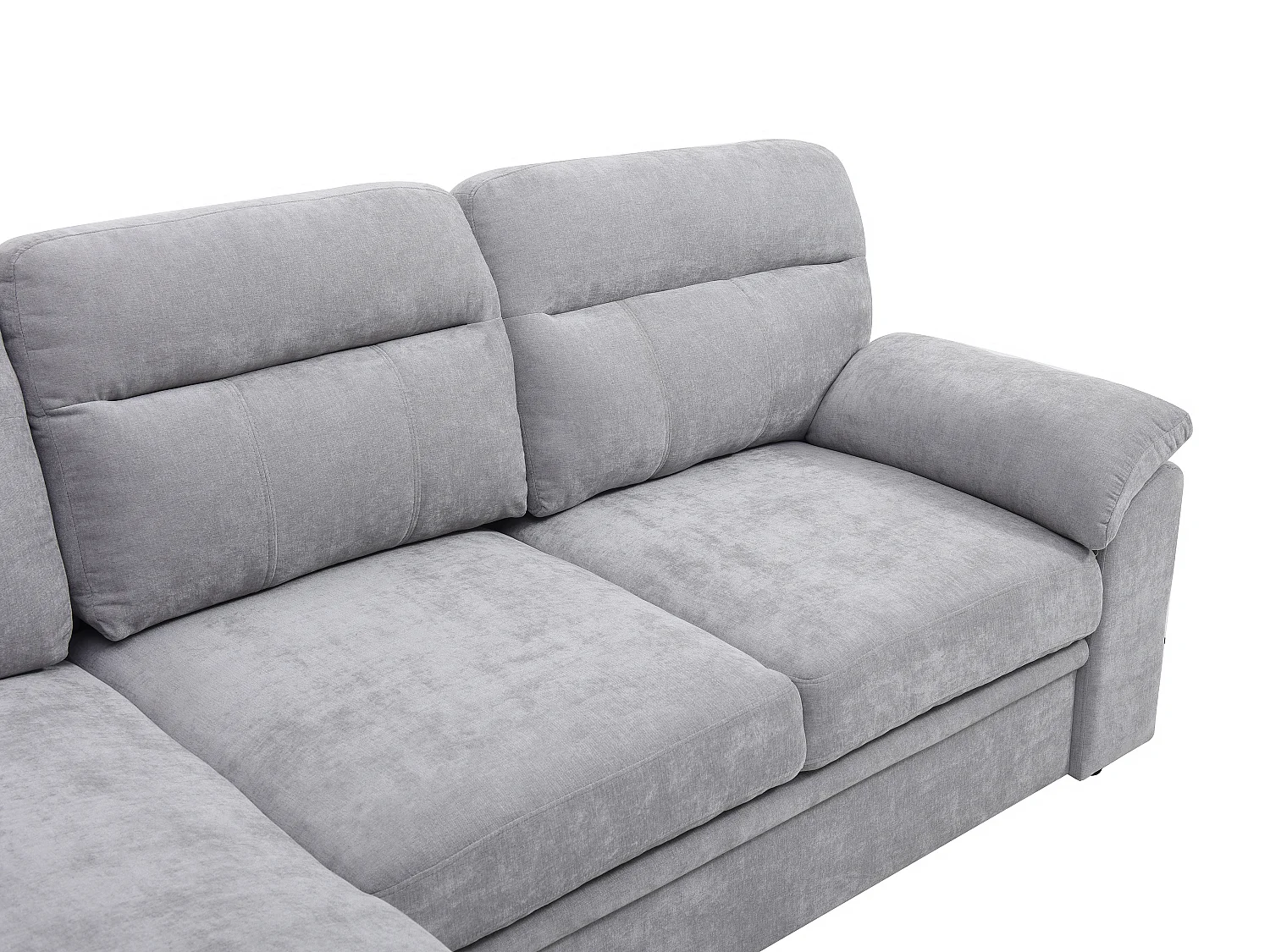 Sofá rinconera izquierda de tela gris ULENIO