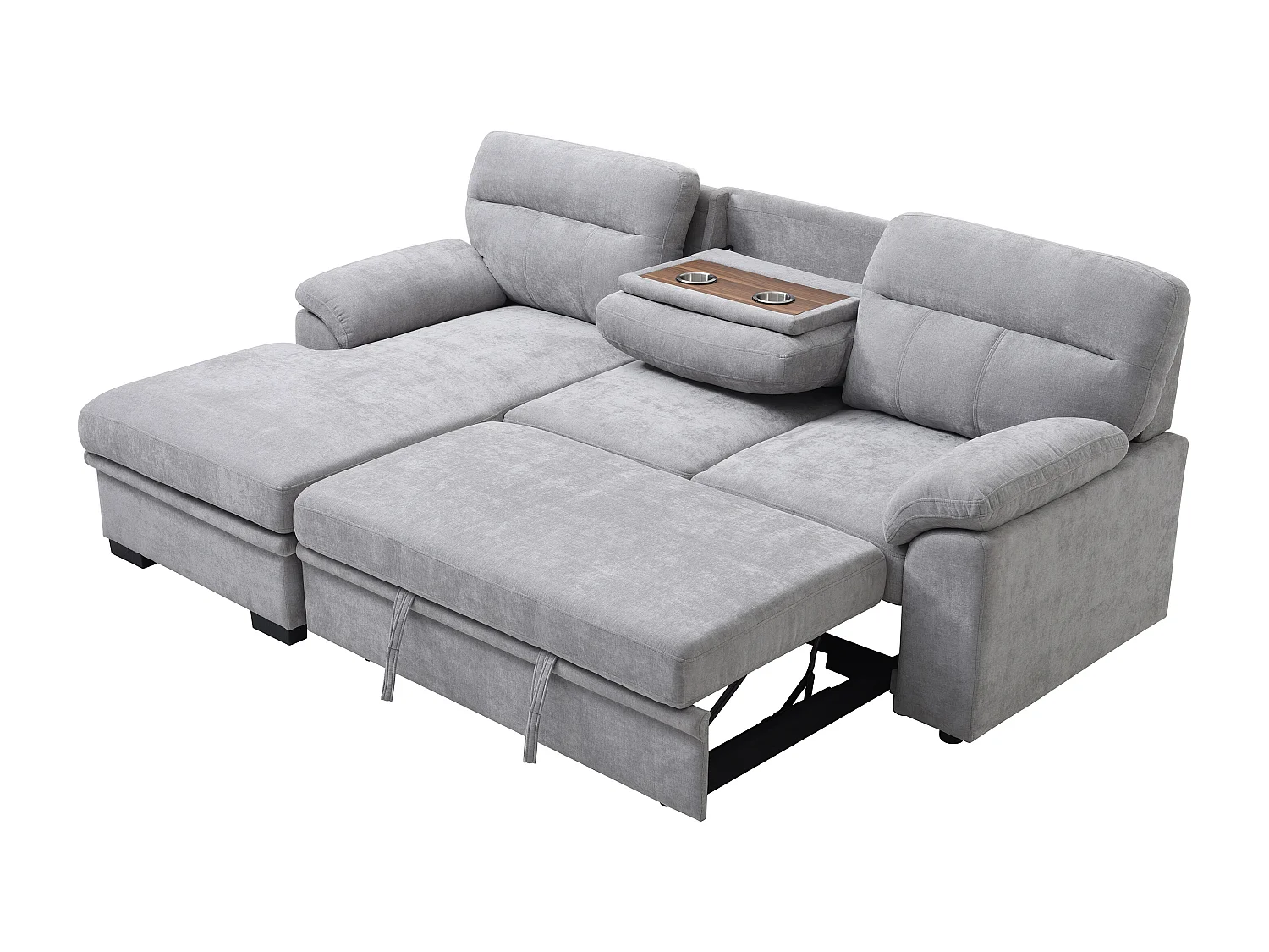 Sofá rinconera izquierda de tela gris ULENIO