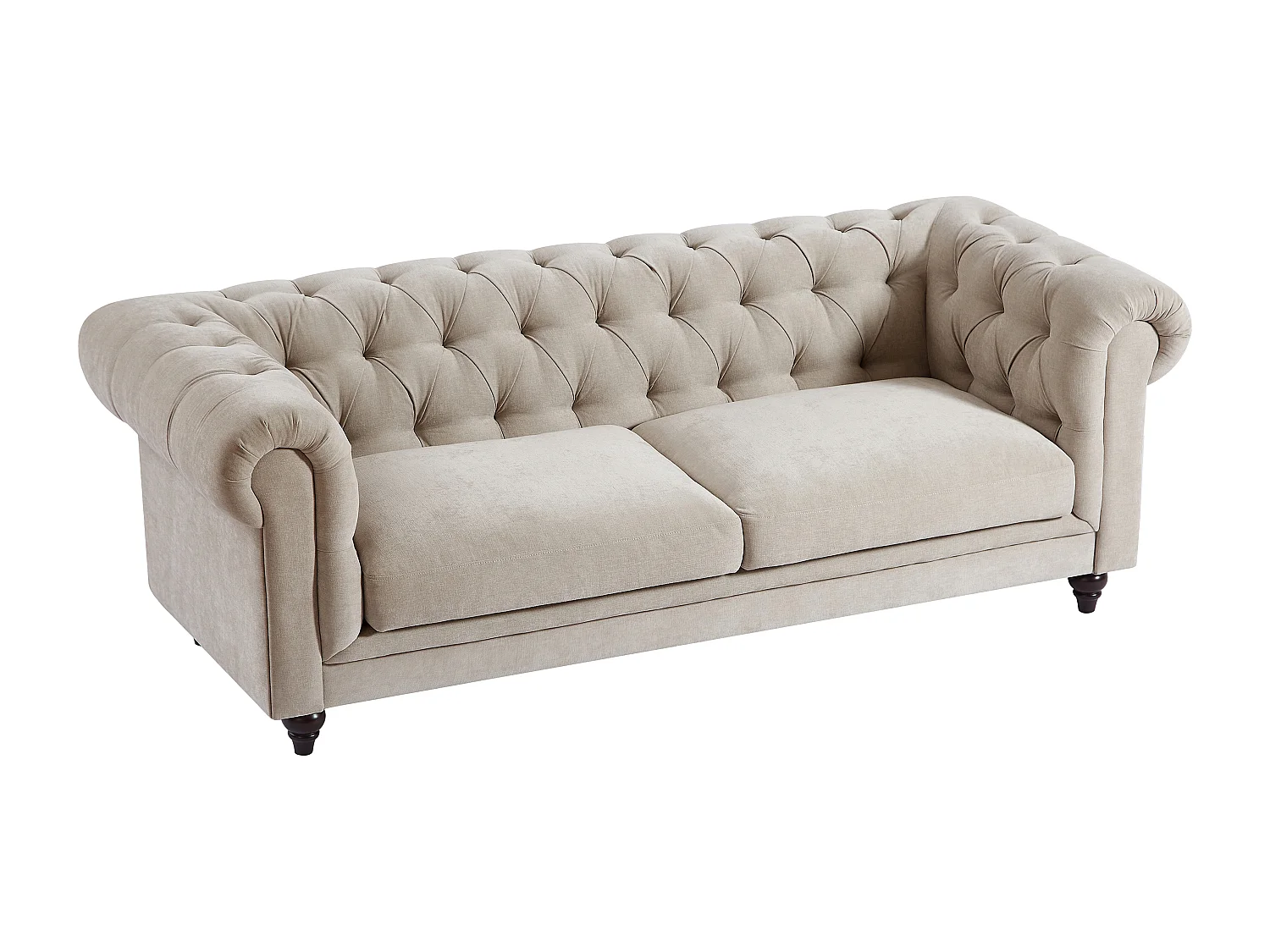 Chesterfield-zitbank 3 plaatsen in beige stof CRONEL