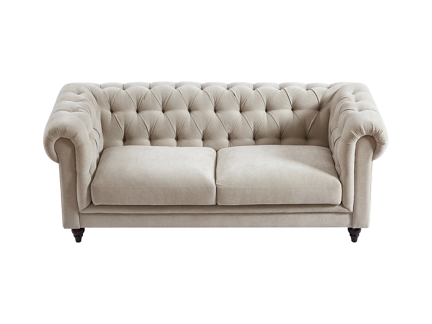 Canapé chesterfield 3 places en tissu beige CRONEL