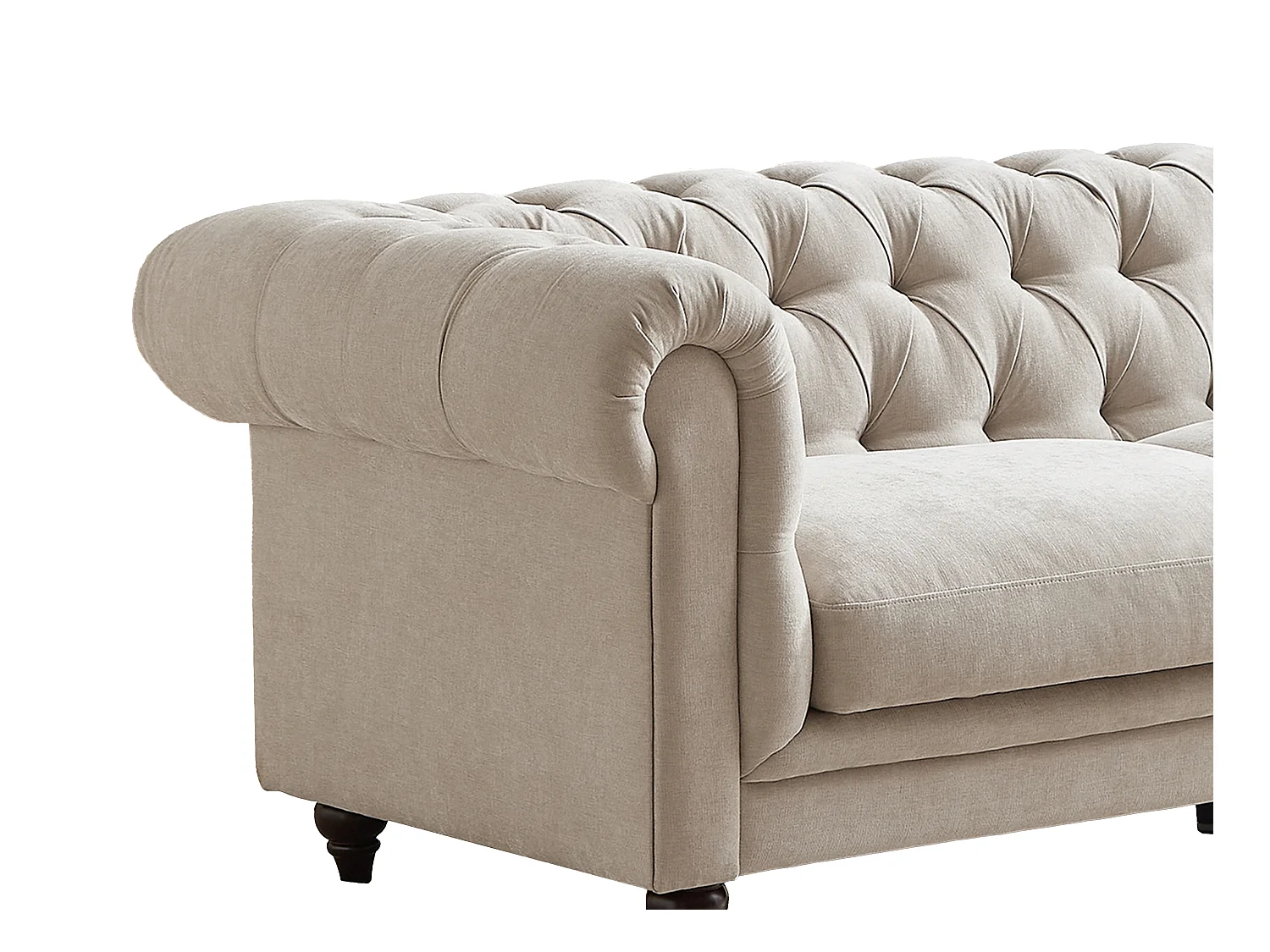 Canapé chesterfield 3 places en tissu beige CRONEL