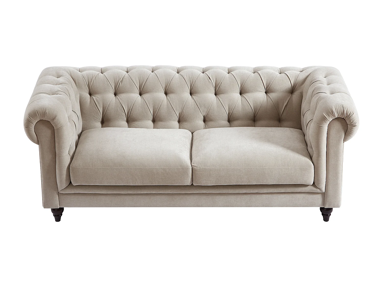 Chesterfield-zitbank 3 plaatsen in beige stof CRONEL