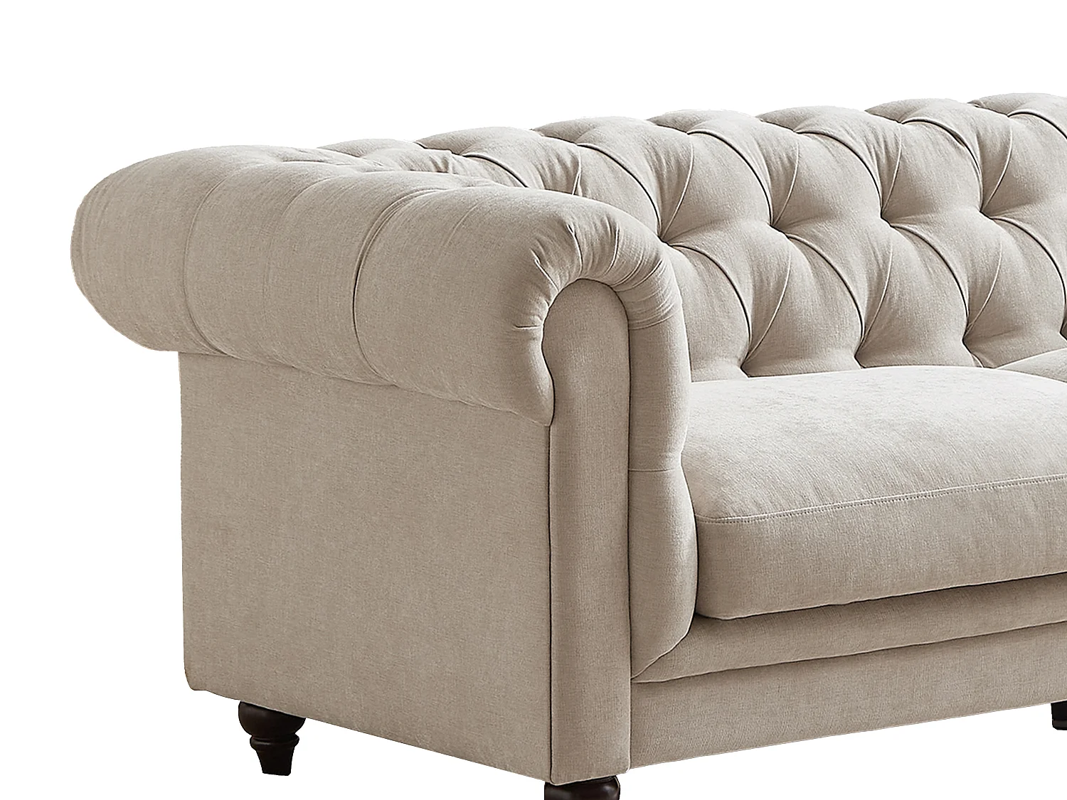 Chesterfield-zitbank 3 plaatsen in beige stof CRONEL