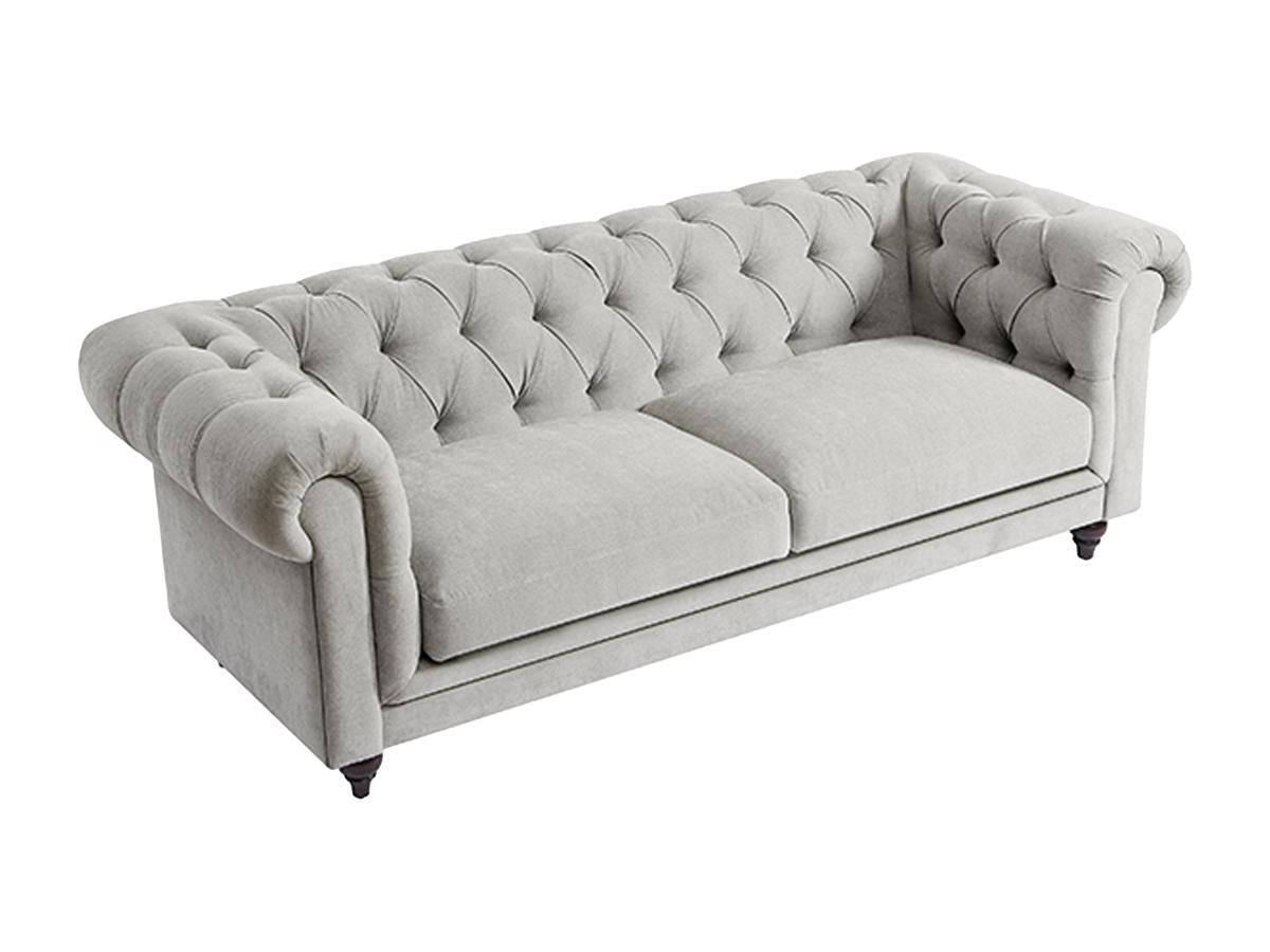 Chesterfield Sofa 3-Sitzer - Stoff - Hellgrau - CRONEL günstig online kaufen