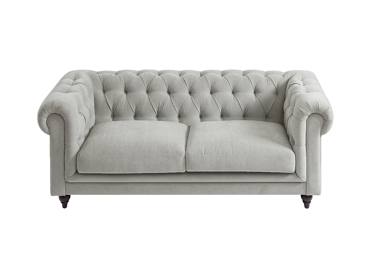 Canapé chesterfield 3 places en tissu gris clair CRONEL