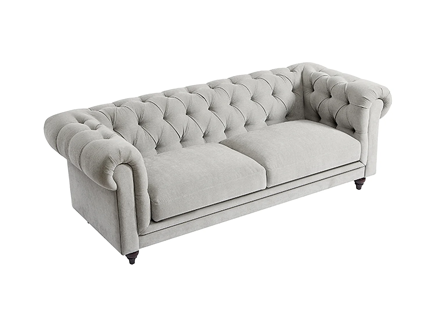 Canapé chesterfield 3 places en tissu gris clair CRONEL