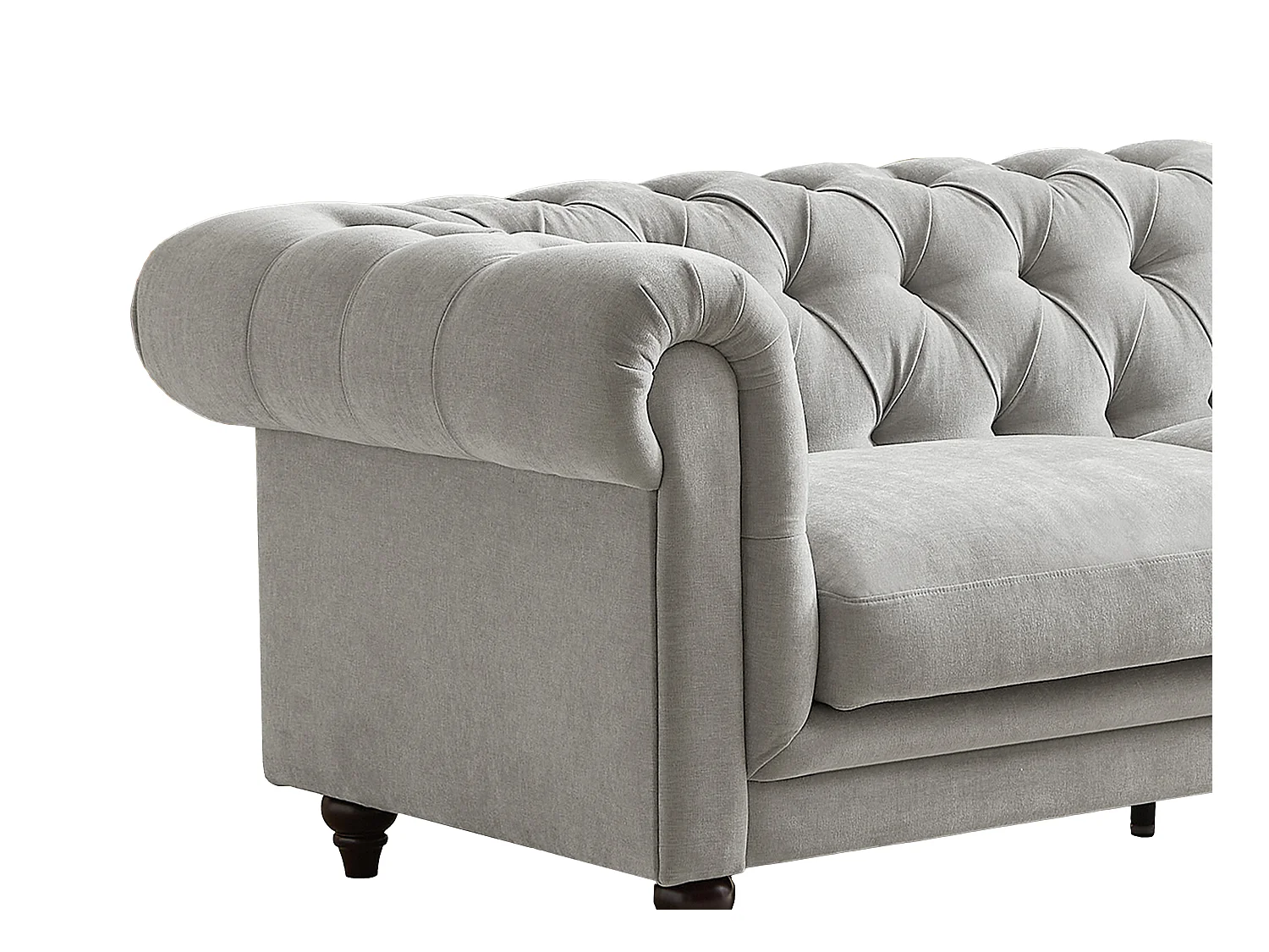 Canapé chesterfield 3 places en tissu gris clair CRONEL
