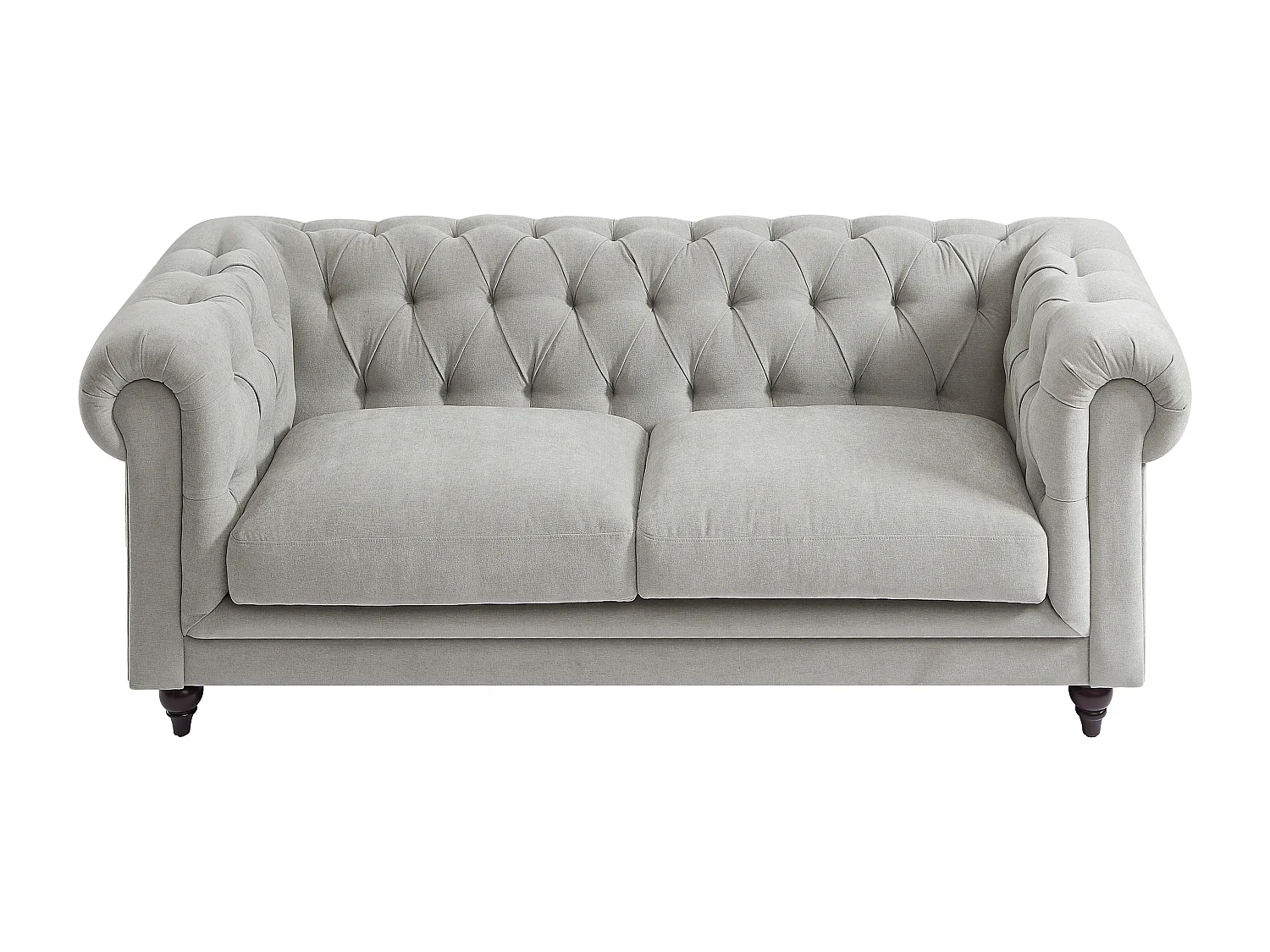 Canapé chesterfield 3 places en tissu gris clair CRONEL