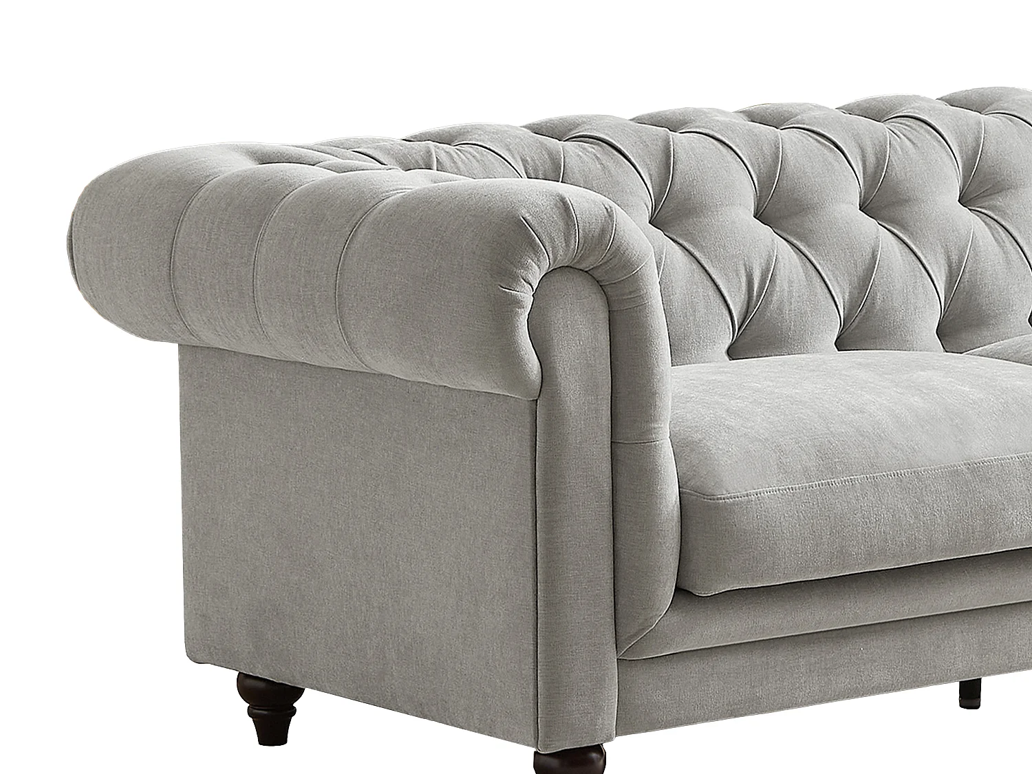 Canapé chesterfield 3 places en tissu gris clair CRONEL