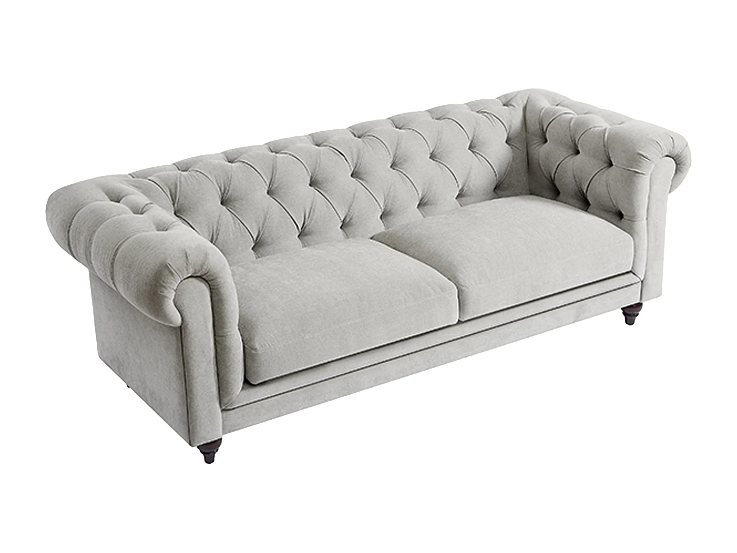 Canapé chesterfield 3 places en tissu gris clair CRONEL
