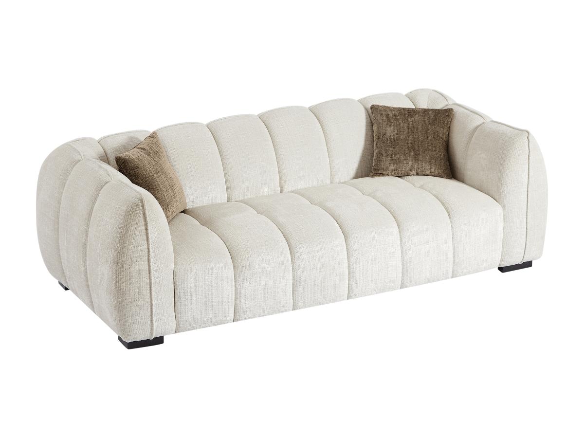 Sofa 3-Sitzer - Strukturstoff - Beige - BASDIO günstig online kaufen