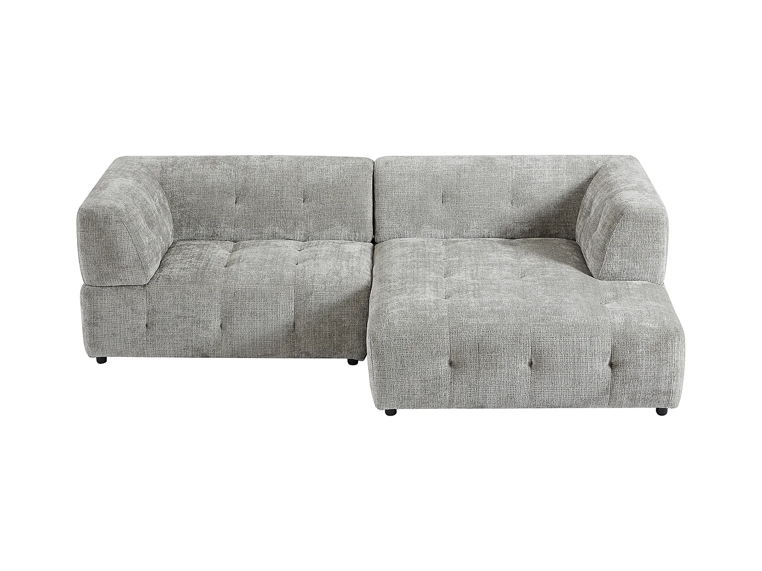Canapé d'angle droit en tissu texturé gris NOSAVO