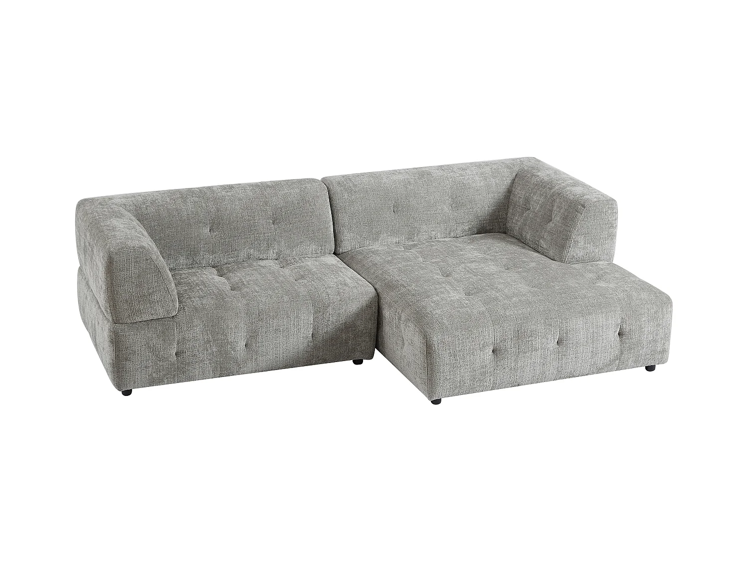 Canapé d'angle droit en tissu texturé gris NOSAVO