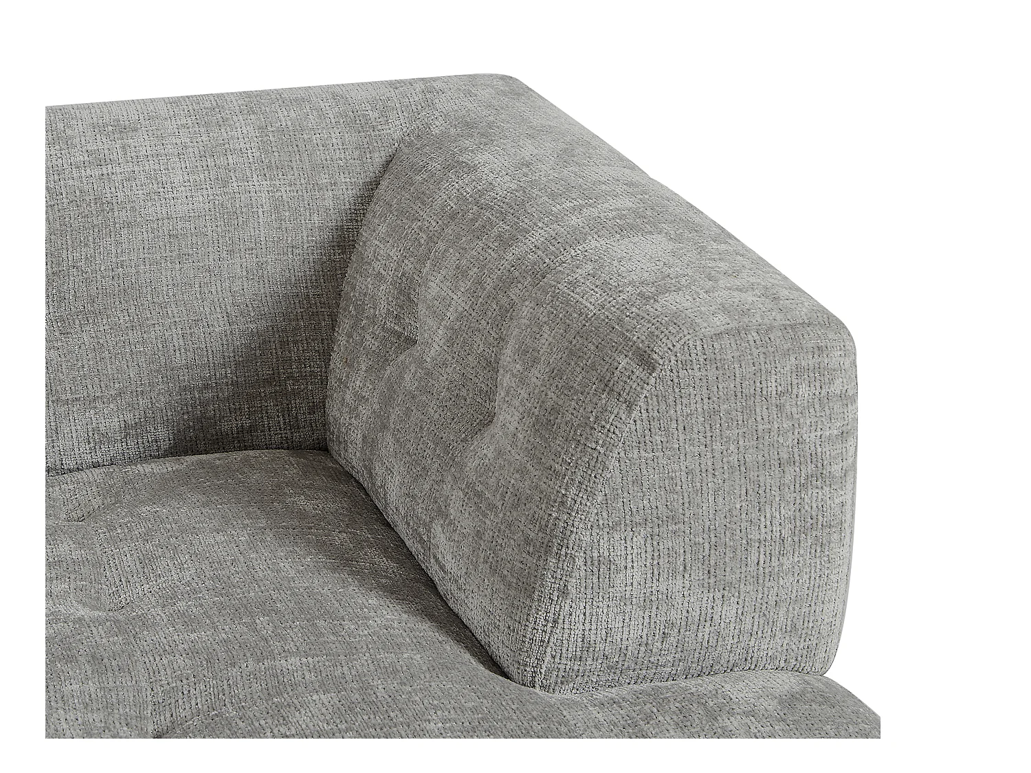 Canapé d'angle droit en tissu texturé gris NOSAVO