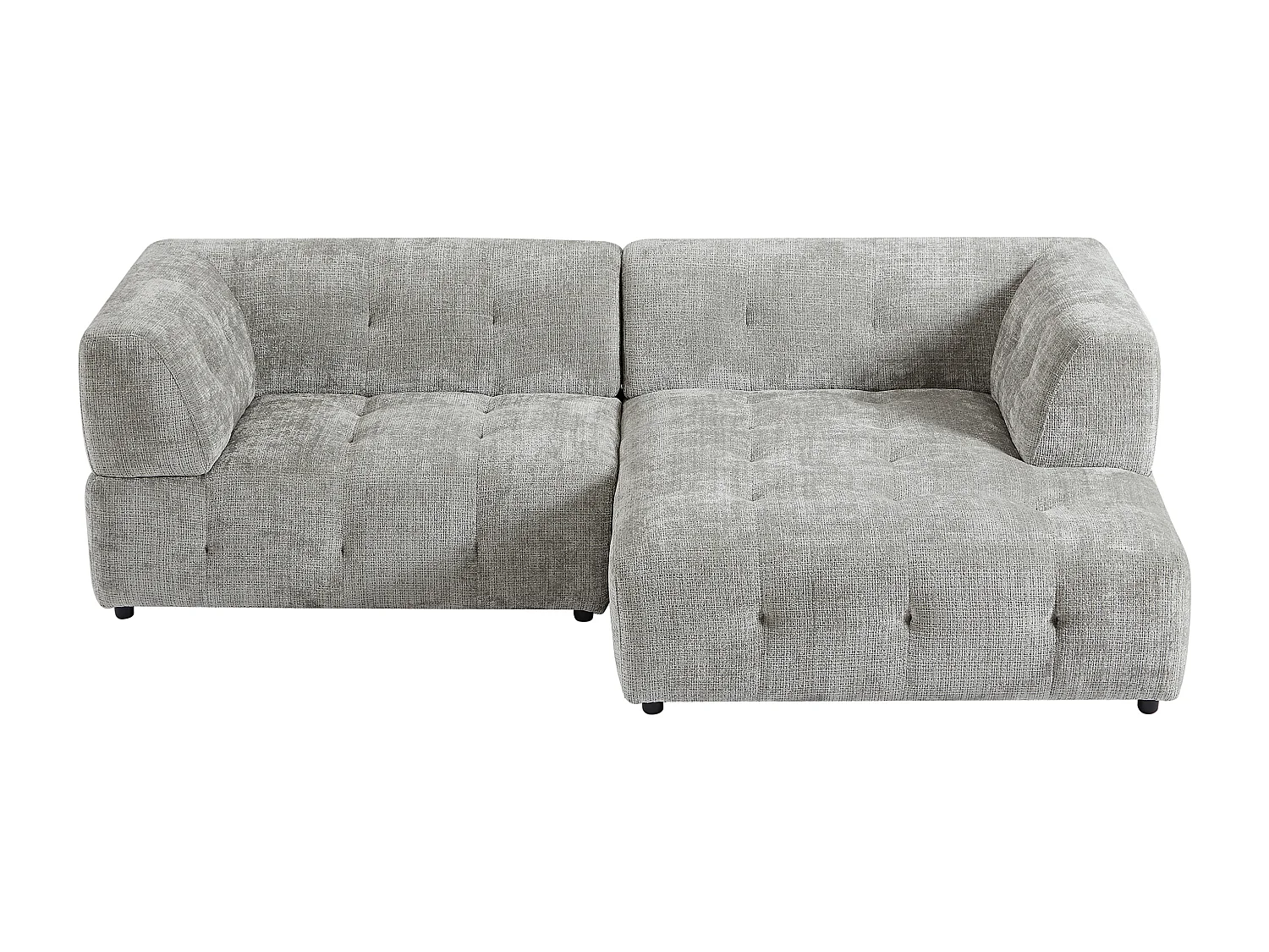 Canapé d'angle droit en tissu texturé gris NOSAVO