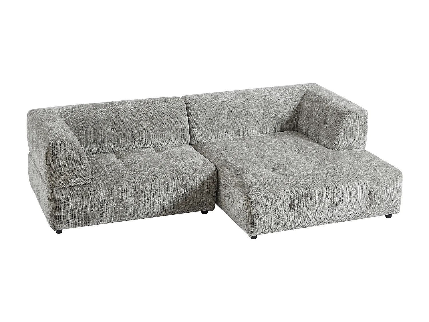 Canapé d'angle droit en tissu texturé gris NOSAVO