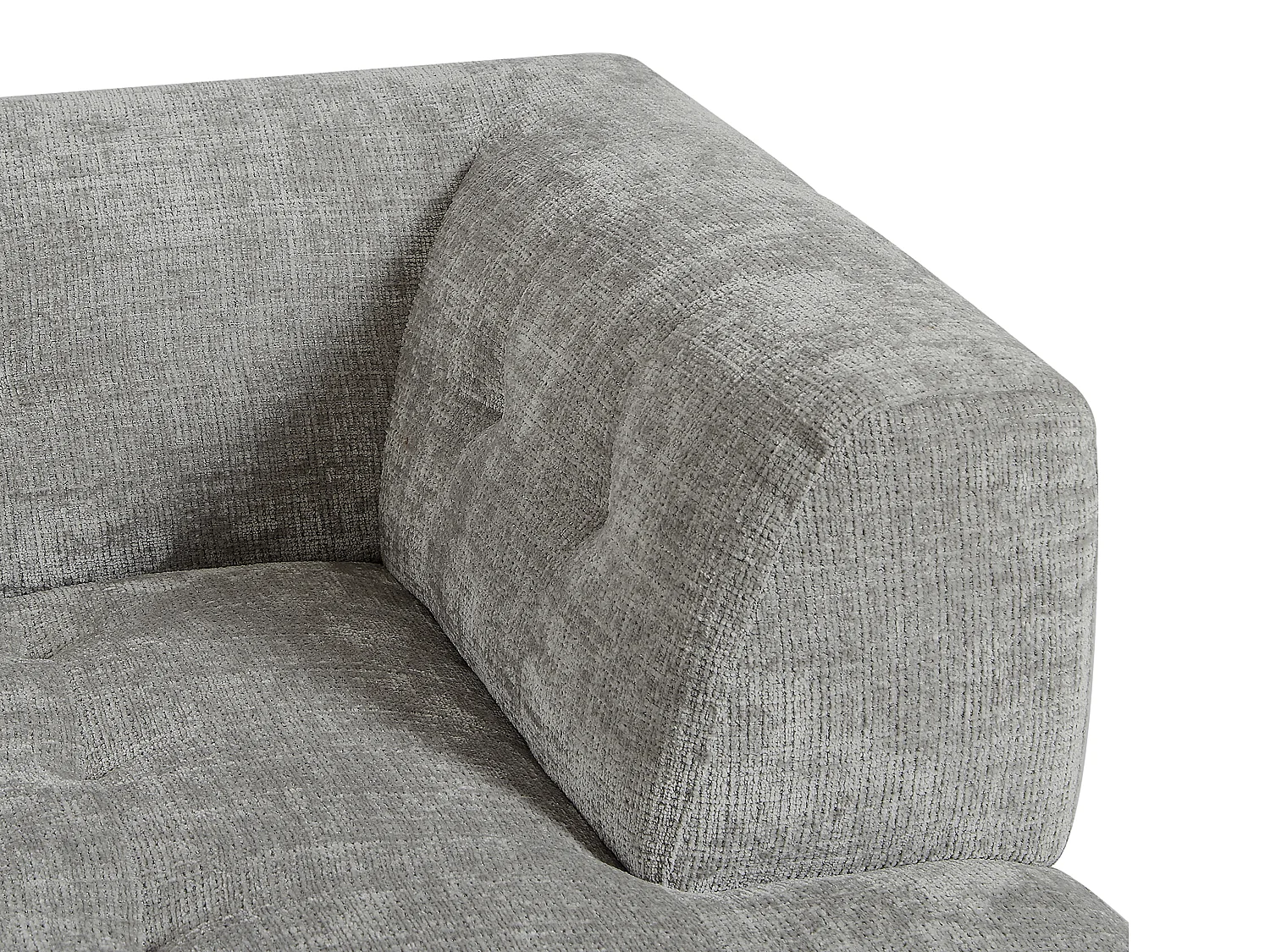 Canapé d'angle droit en tissu texturé gris NOSAVO